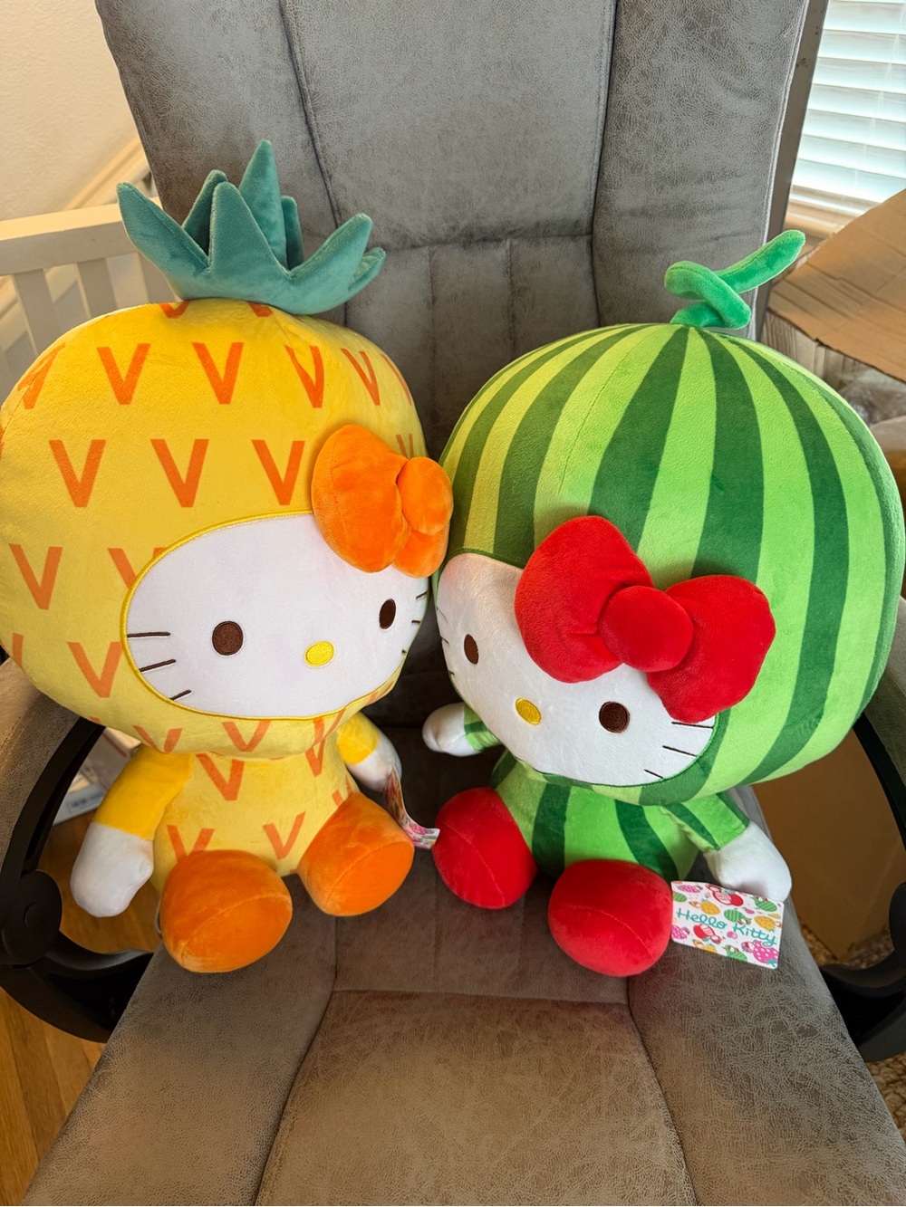 Sanrio Hello Kitty Fruit Plush Pair in Yellow, Green & Red